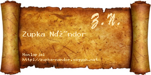 Zupka Nándor névjegykártya